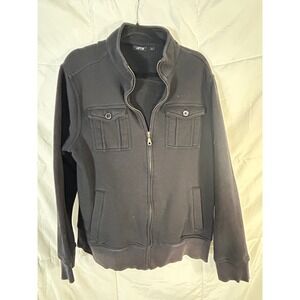 APT 9 Black Full Zip Mock Neck Jacket Womens Large Fleece Lined Pocketed‎ Casual